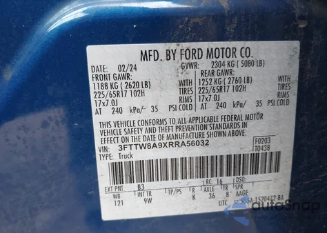 2024 Ford Maverick Xl from USA, damaged, VIN 3FTTW8A9XRRA56032
